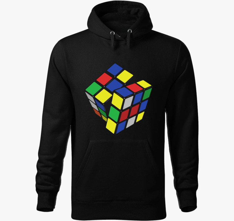 Rubik kockás kapucnis pulóver — Fekete