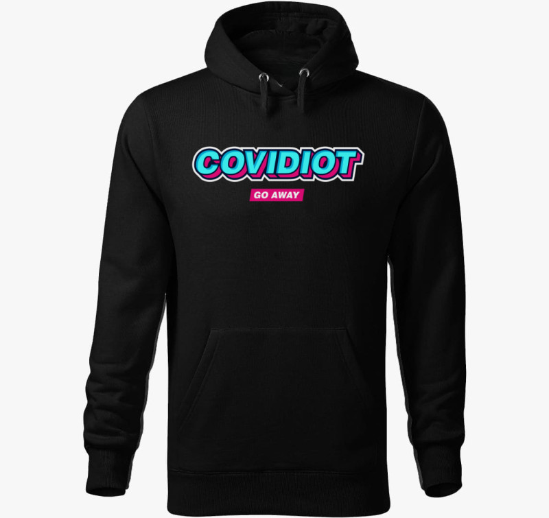 Covidiot kapucnis pulóver — Fekete