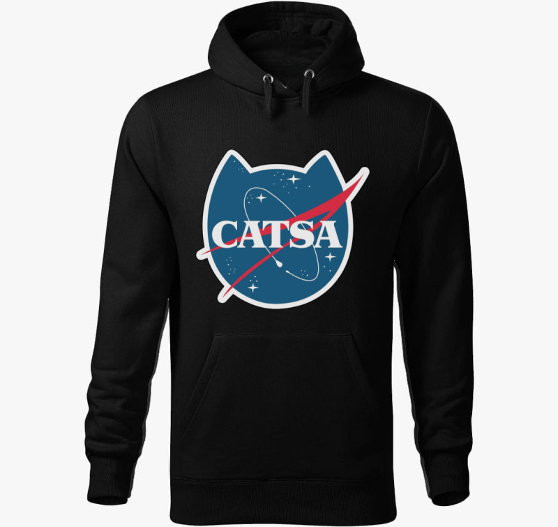 Cicás NASA kapucnis pulóver — Fekete
