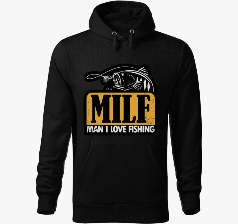 MILF - Man I Love Fishing kapucnis pulóver — Fekete