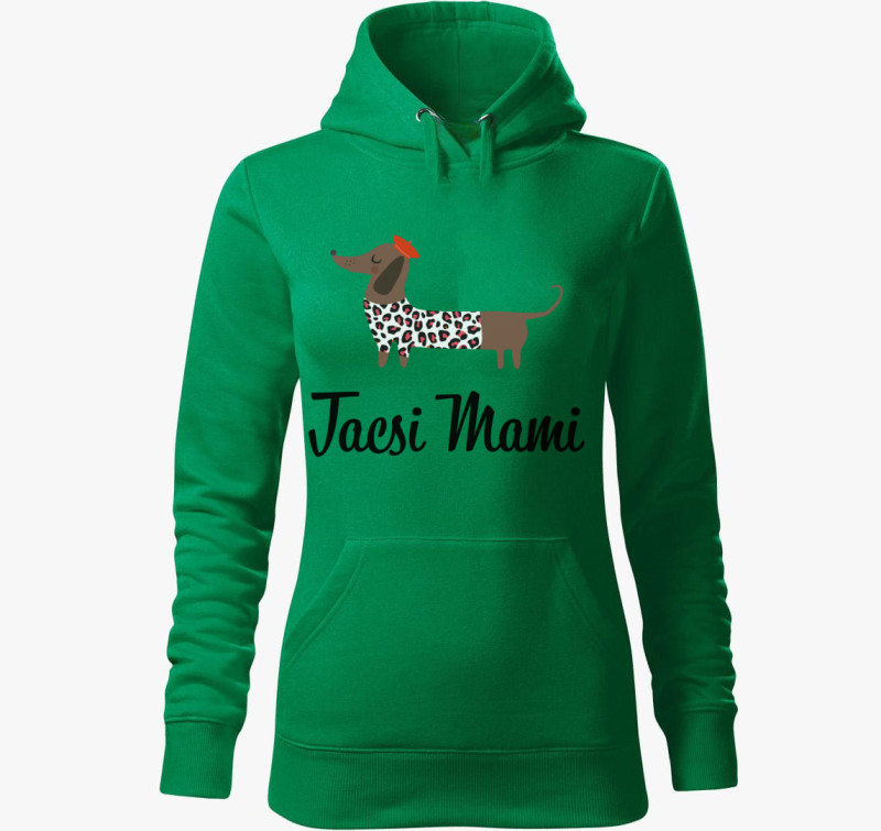 Tacsi mami kapucnis pulóver — Fűzöld