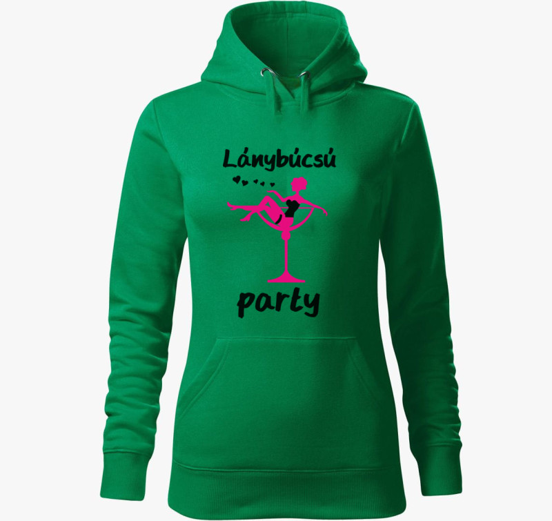 Lánybúcsú party kapucnis pulóver — Fűzöld