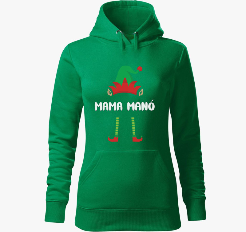 Mama manós kapucnis pulóver — Fűzöld