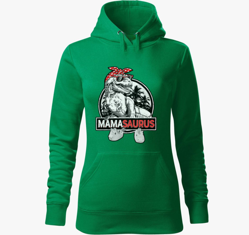 Mama saurus kapucnis pulóver — Fűzöld