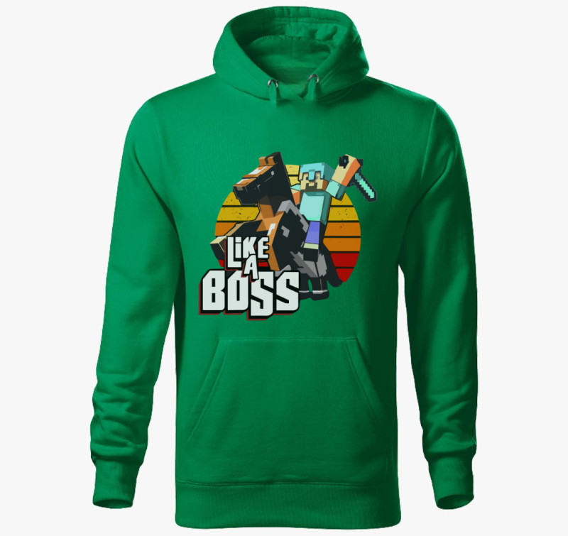 Minecraft Like a boss kapucnis pulóver — Fűzöld