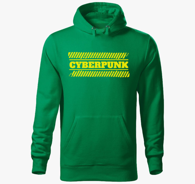 Cyberpunk minta kapucnis pulóver — Fűzöld