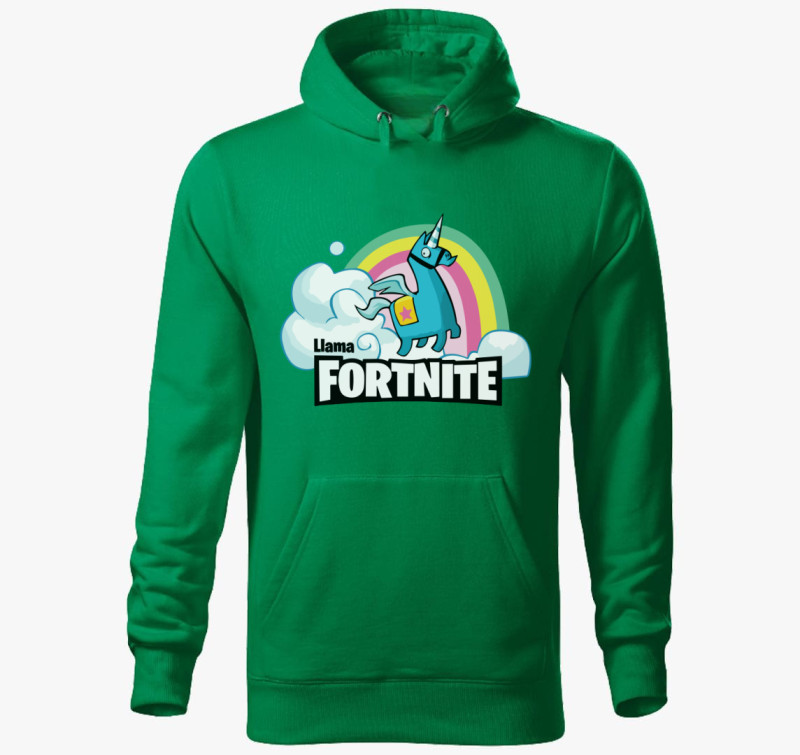 Llama Fortnite kapucnis pulóver — Fűzöld