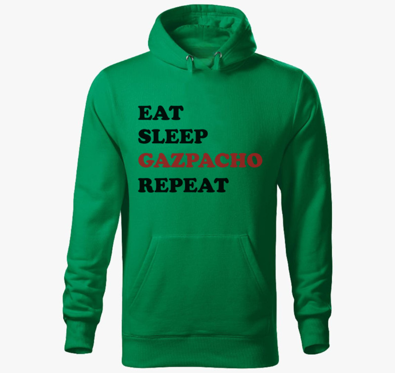 Eat Sleep Gazpacho kapucnis pulóver — Fűzöld