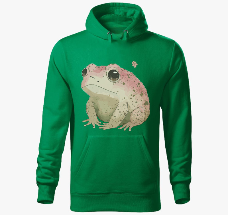 Sad pink frog kapucnis pulóver — Fűzöld