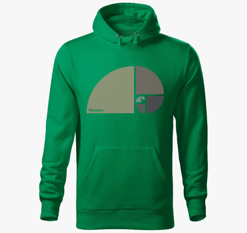 Fibonacci aranymetszés design kapucnis pulóver — Fűzöld