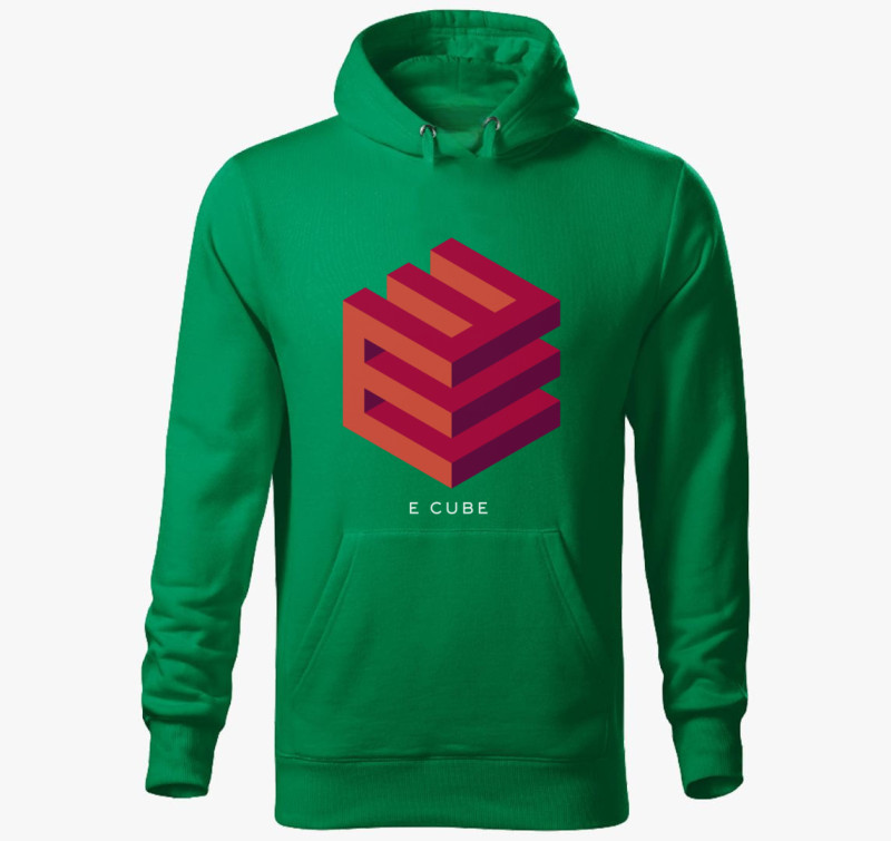 E cube kocka design kapucnis pulóver — Fűzöld