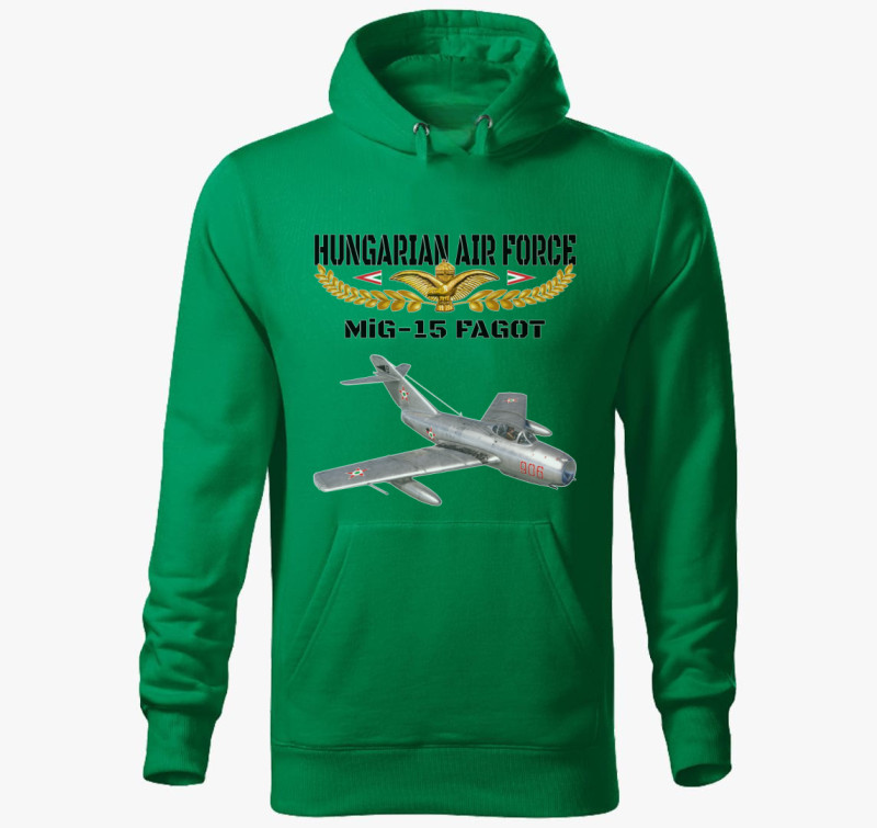 Aranysas MiG-15 kapucnis pulóver — Fűzöld