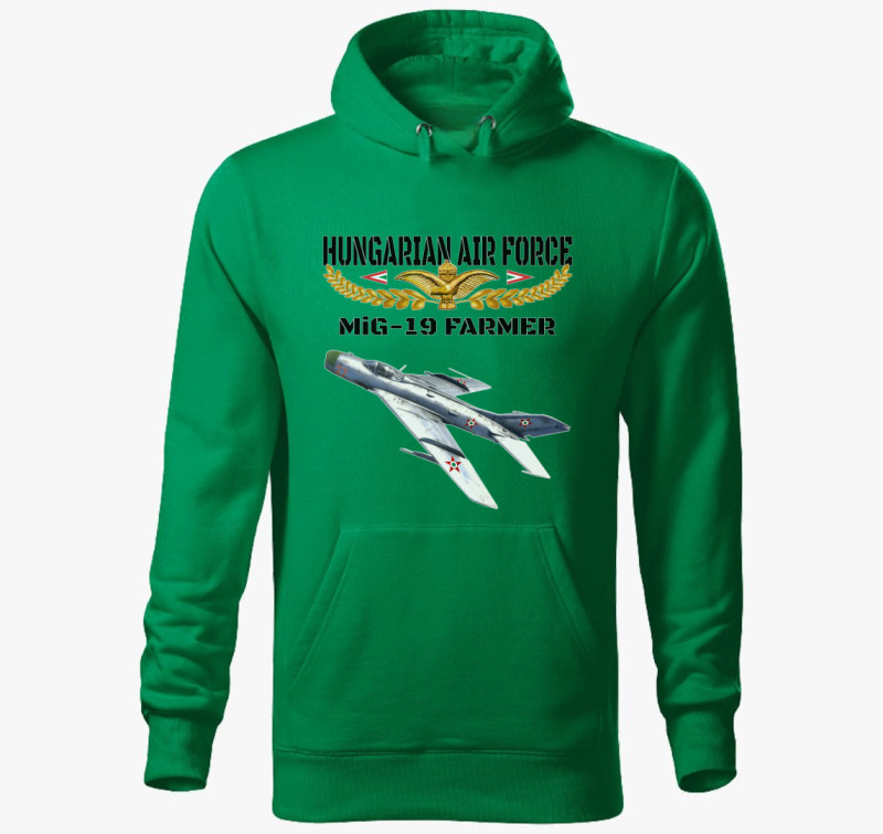 Aranysas MiG-19 kapucnis pulóver — Fűzöld