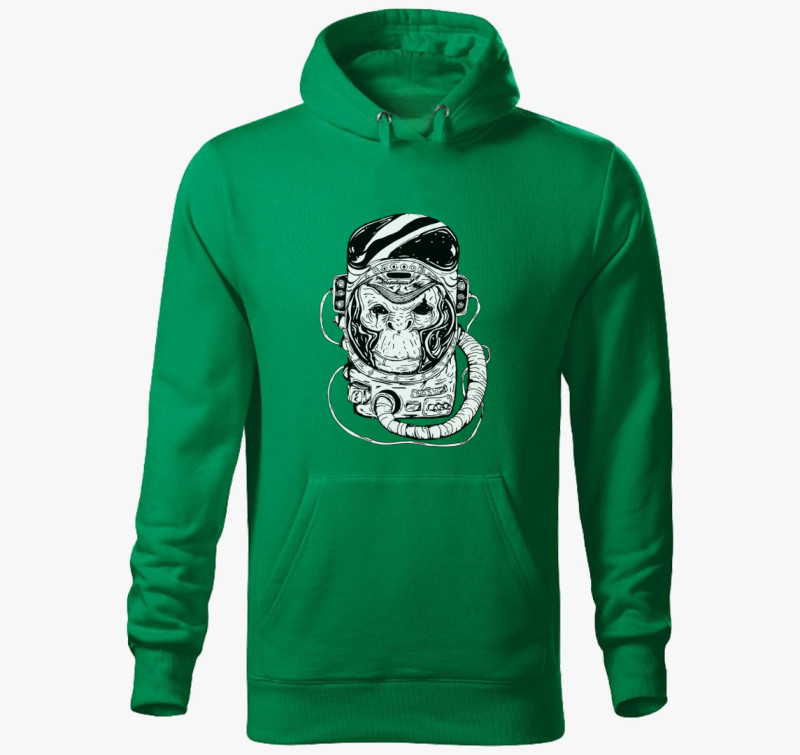 Space monkey kapucnis pulóver — Fűzöld