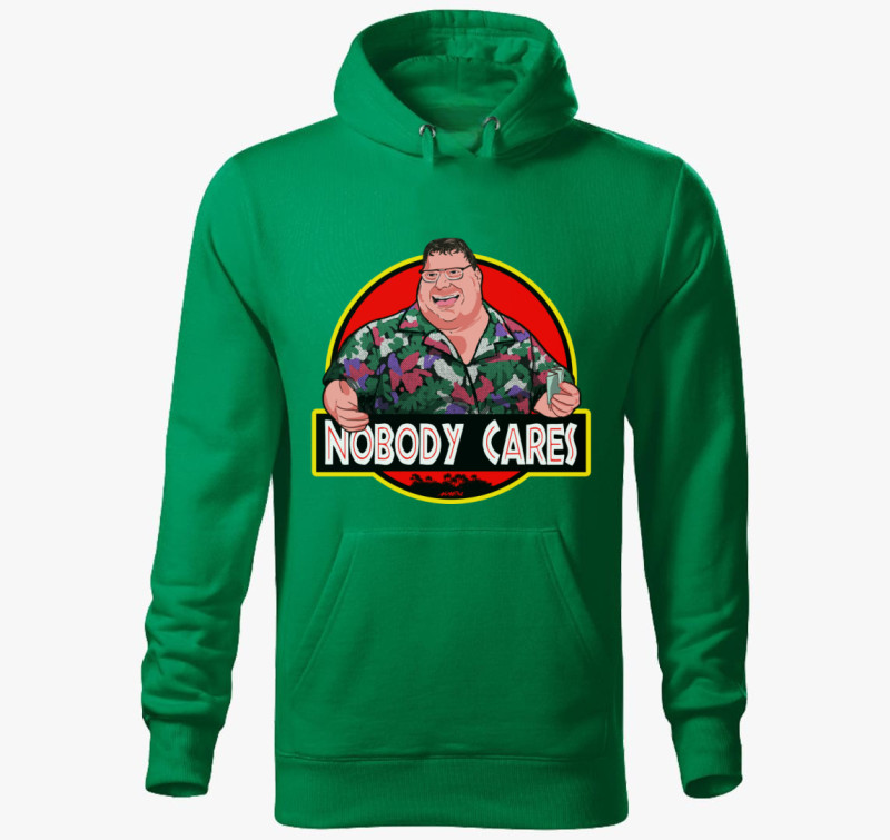 Nobody Cares kapucnis pulóver — Fűzöld