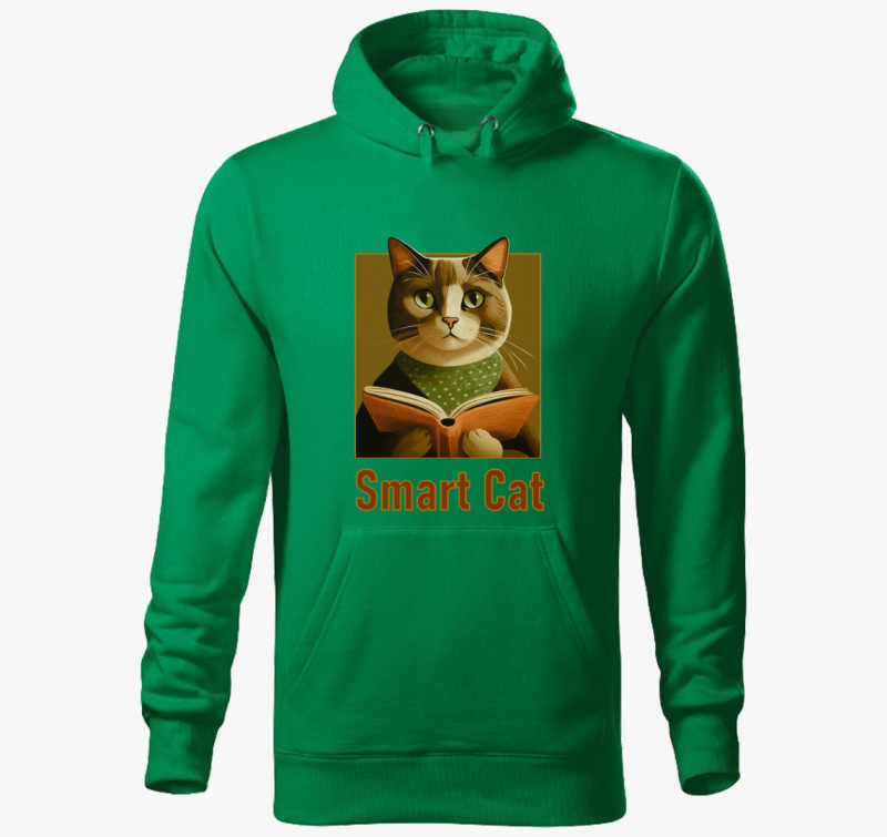 Smart Cat  kapucnis pulóver — Fűzöld