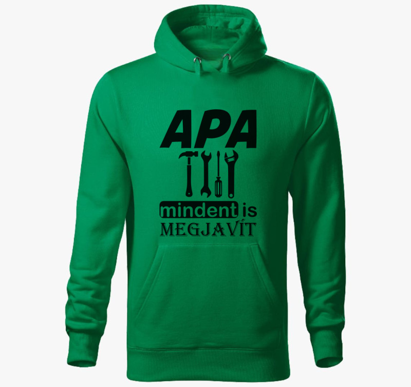 Apa mindent megjavít kapucnis pulóver — Fűzöld
