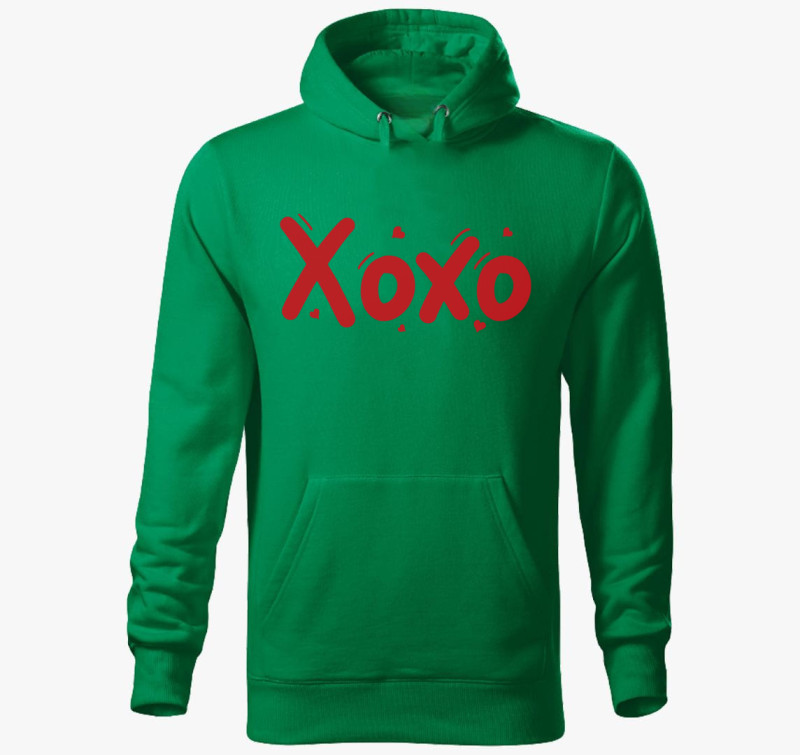 Xoxo szív kapucnis pulóver — Fűzöld