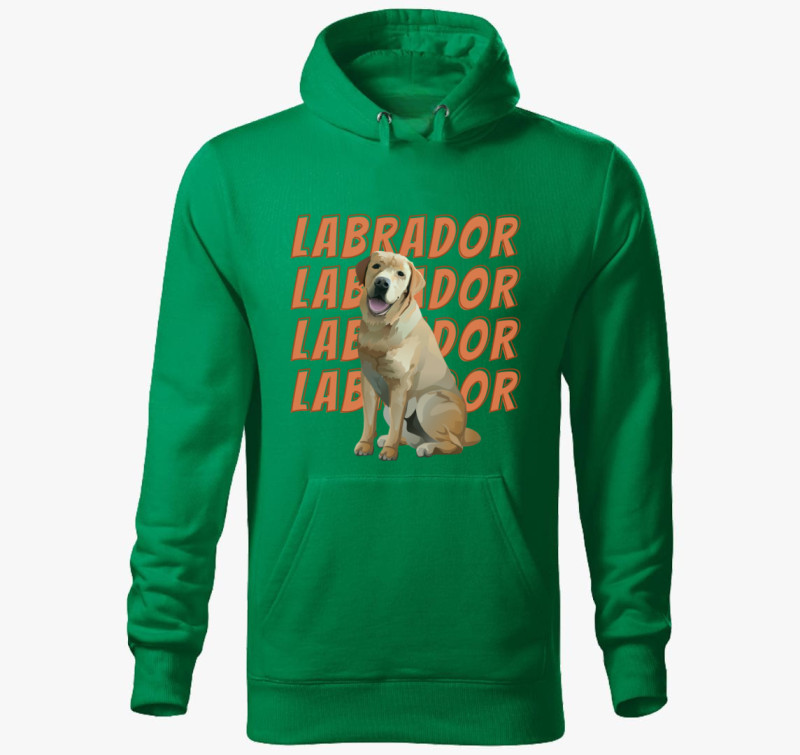 Labrador mintás kapucnis pulóver — Fűzöld