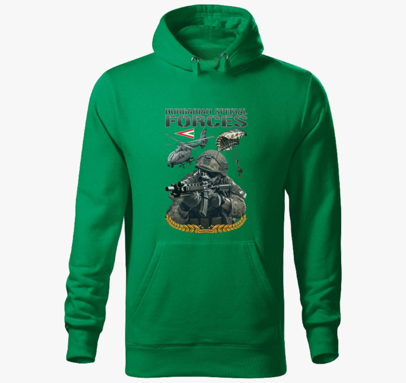 Hungarian Special Force kapucnis pulóver — Fűzöld