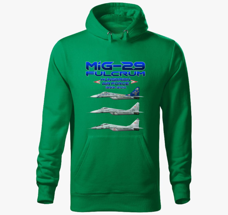 MiG-29 emlék kapucnis pulóver — Fűzöld