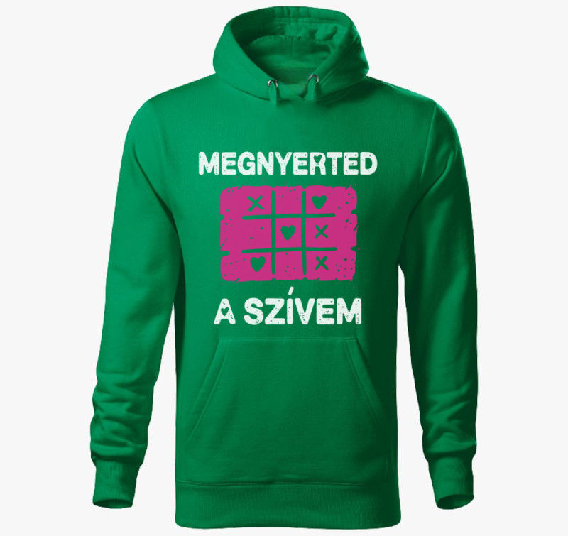 Megnyerted a szívem kapucnis pulóver — Fűzöld