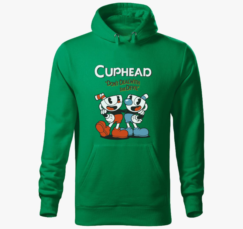 Cuphead - Don't deal with the devil kapucnis pulóver — Fűzöld