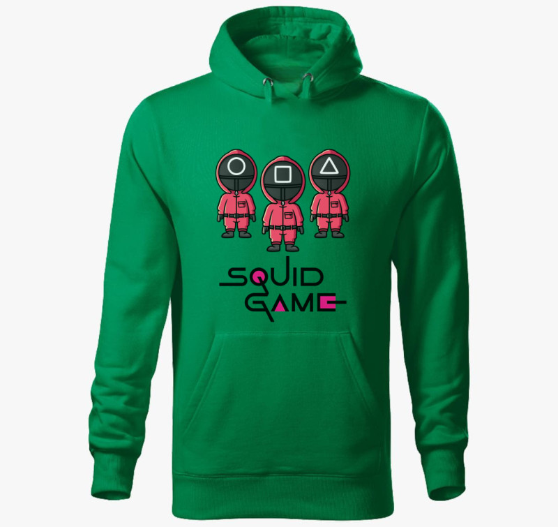 Squid Game - Chibi rózsaszín őrök kapucnis pulóver — Fűzöld