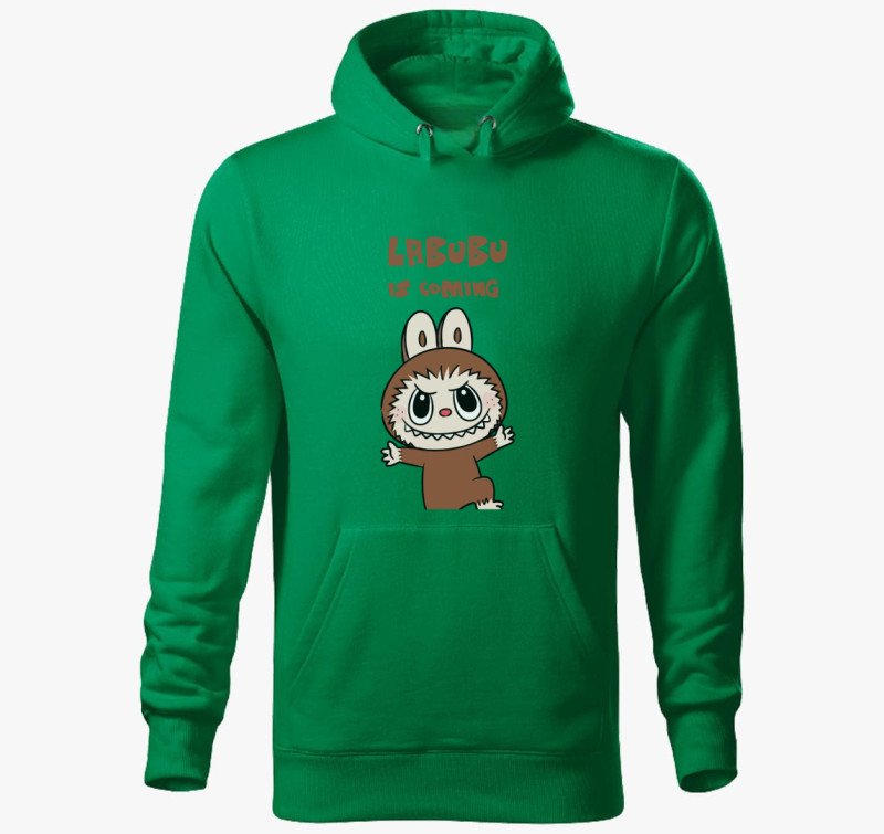 Labubu is coming kapucnis pulóver — Fűzöld