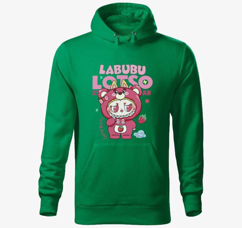 Lotso bear labubu kapucnis pulóver  — Fűzöld