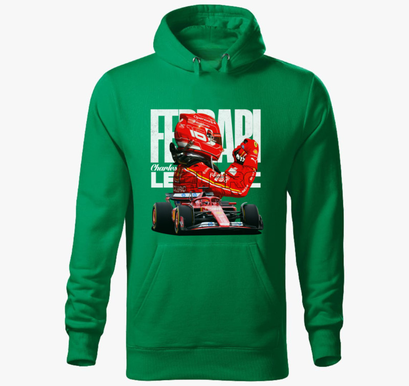 Charles Leclerc Ferrari kapucnis pulóver — Fűzöld