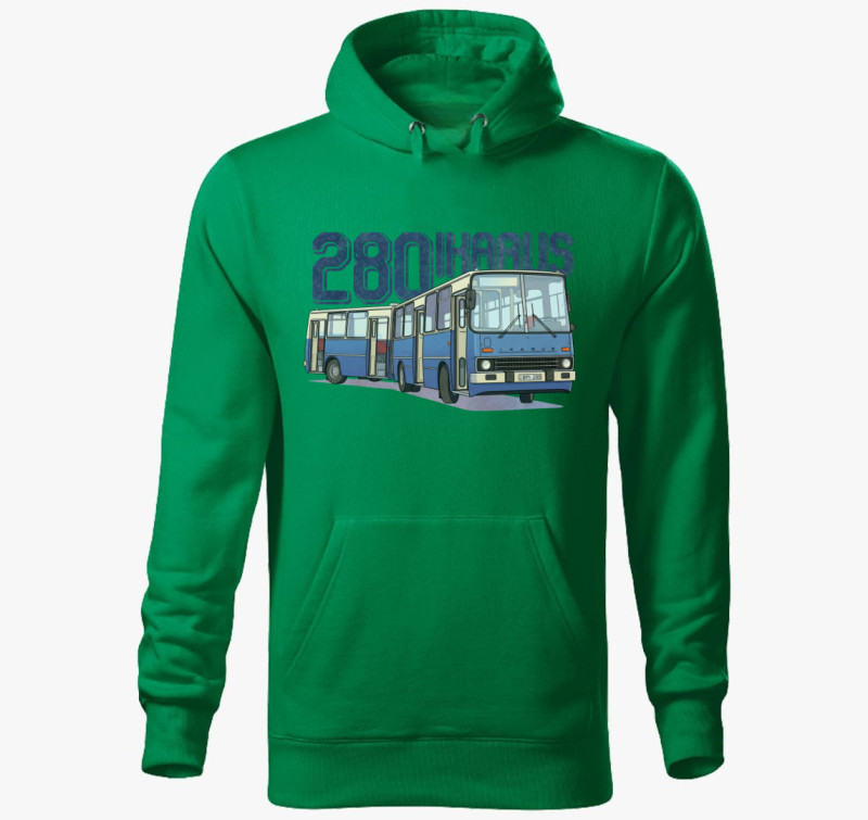 Ikarus 280 Busz kapucnis pulóver — Fűzöld