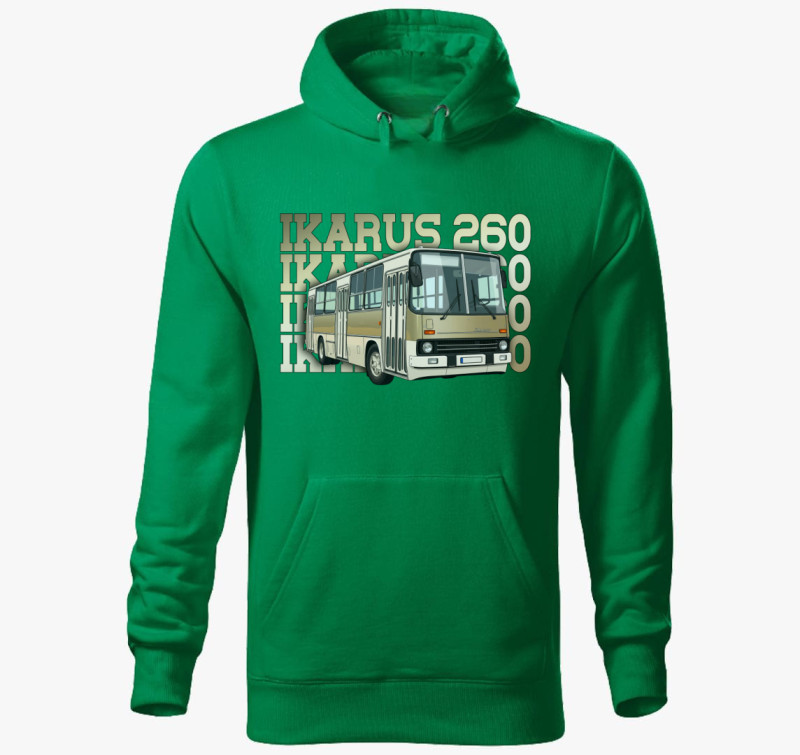 Ikarus 260 Busz 1 kapucnis pulóver — Fűzöld
