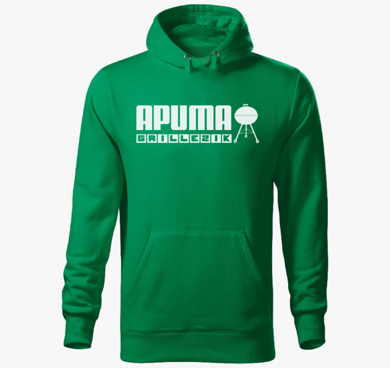 Apu ma grillezik kapucnis pulóver — Fűzöld