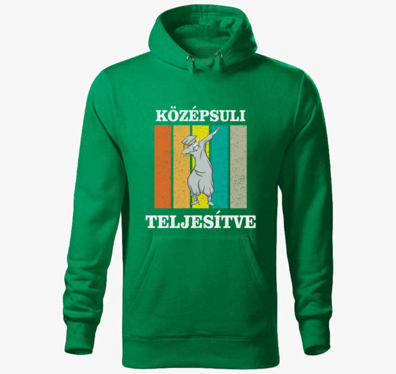 Középsuli teljesítve kapucnis pulóver — Fűzöld