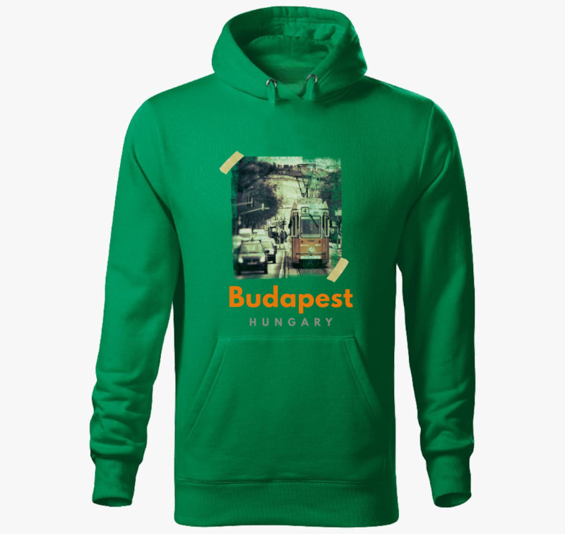 Budapest kapucnis pulóver — Fűzöld