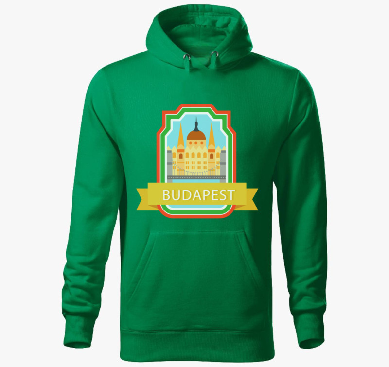 Budapest magyar kapucnis pulóver — Fűzöld