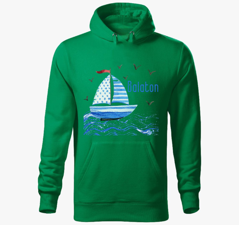 Vitorlás Balaton kapucnis pulóver — Fűzöld