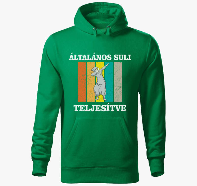 Általános suli teljesítve kapucnis pulóver — Fűzöld