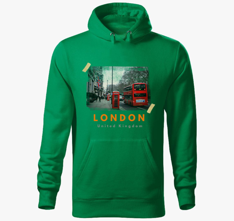 London Városi kapucnis pulóver — Fűzöld