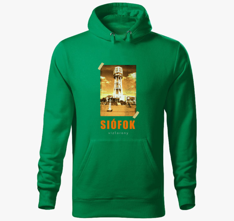 Siófok kapucnis pulóver — Fűzöld