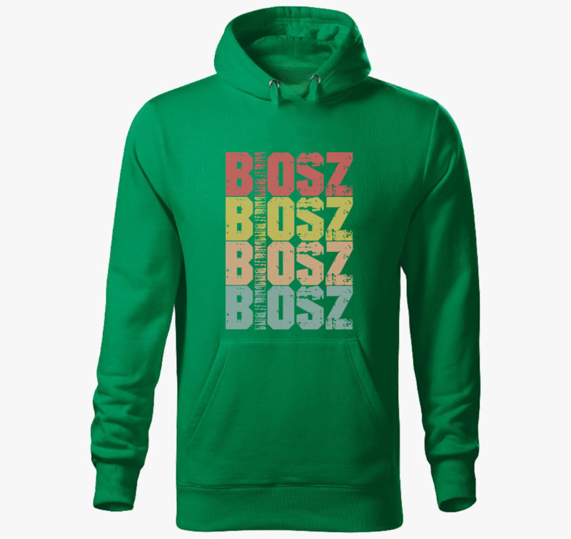 Biosz feliratos kapucnis pulóver — Fűzöld