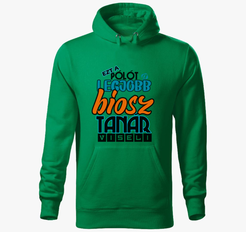 Biosz tanár kapucnis pulóver — Fűzöld