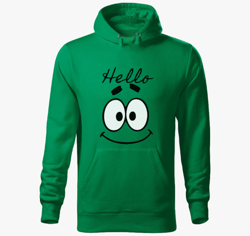 Hello kapucnis pulóver — Fűzöld