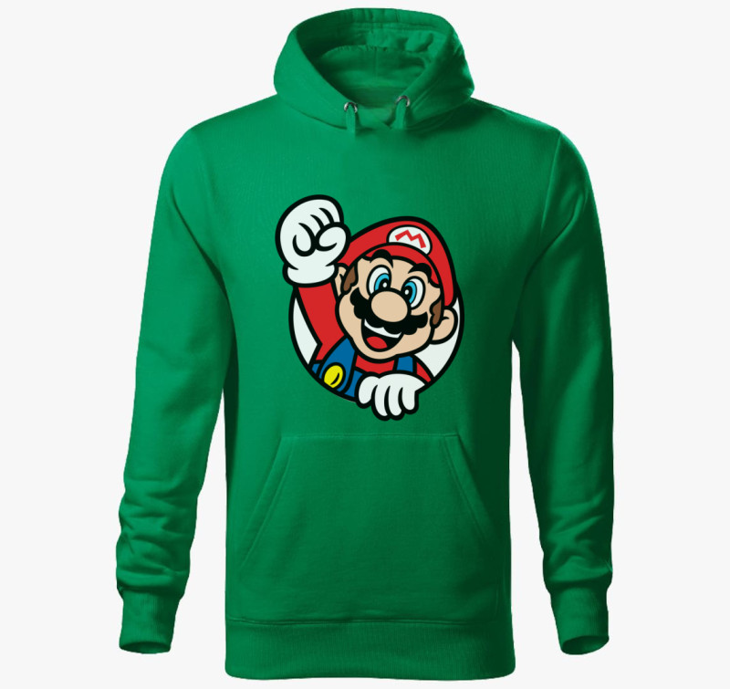 Supermario kapucnis pulóver — Fűzöld