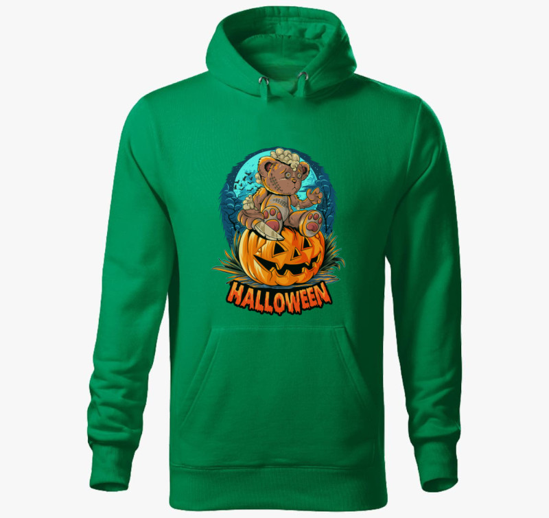Teddy macis halloweeni kapucnis pulóver — Fűzöld