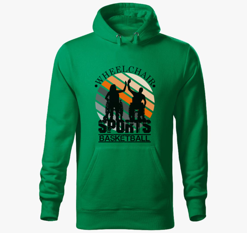 Kerekesszékben sport basketball kapucnis pulóver — Fűzöld