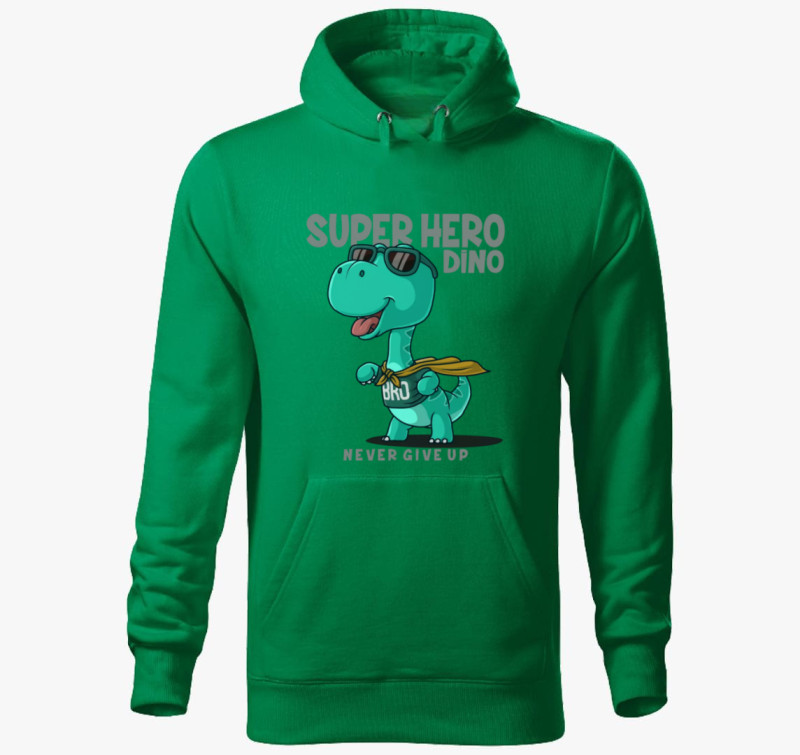 Dino Hero kapucnis pulóver — Fűzöld