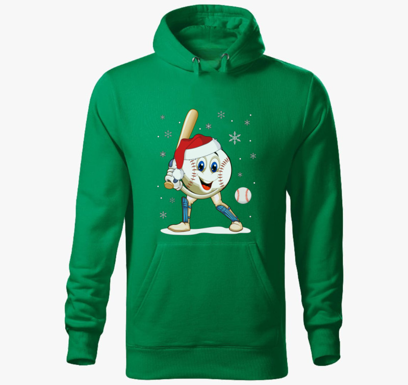 Karácsonyi baseball labda kapucnis pulóver — Fűzöld