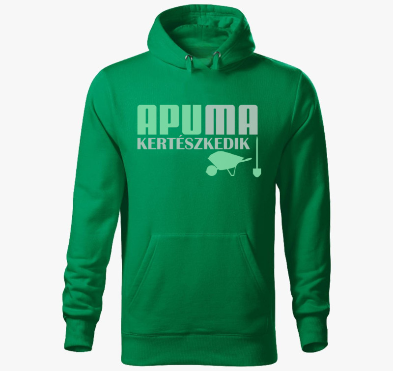 Apu ma kertészkedik kapucnis pulóver — Fűzöld
